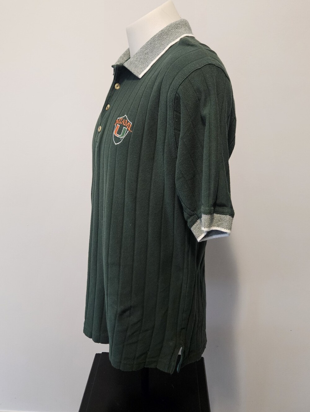 Lee Sport Miami Hurricanes Vintage Polo Shirt Mens Dark Green Classic 90's Large - Picture 5 of 10